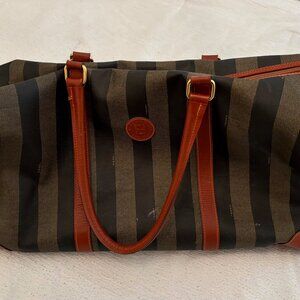 Fendi Vintage Pequin Stripe Weekender Duffle Bag